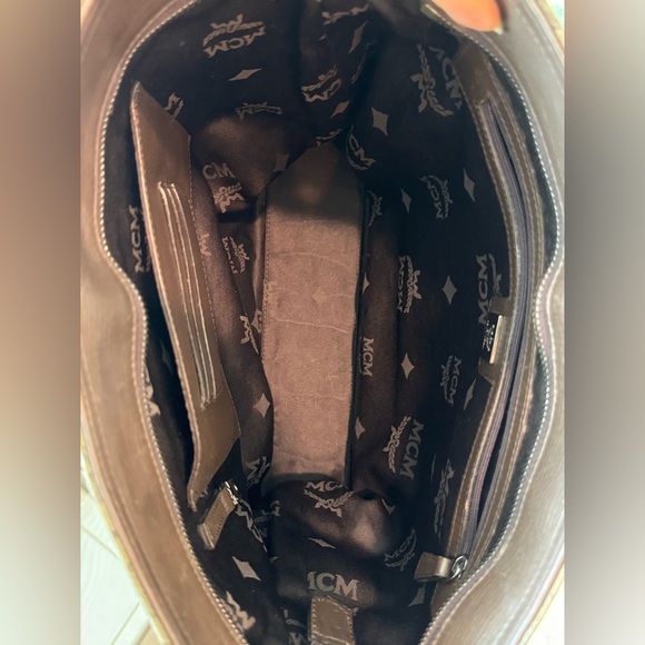 MCM Visetos Coated Canvas Messenger Bag in beige and brow - Picture 9 of 14